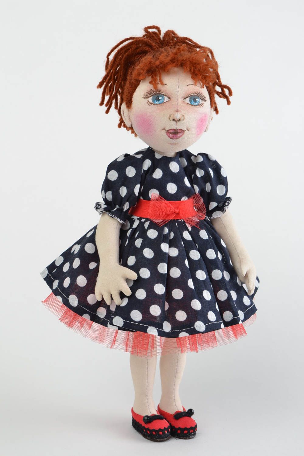 Beautiful handmade fabric soft doll for children and interior decor Jasmin photo 3