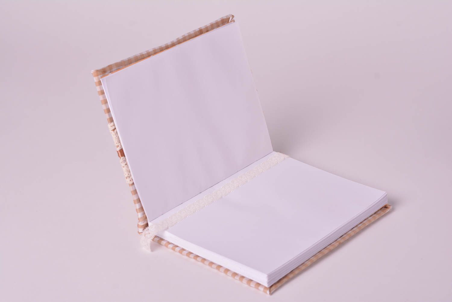 Handmade notebook handmade sketchbook checkered notepad with lace cover photo 3