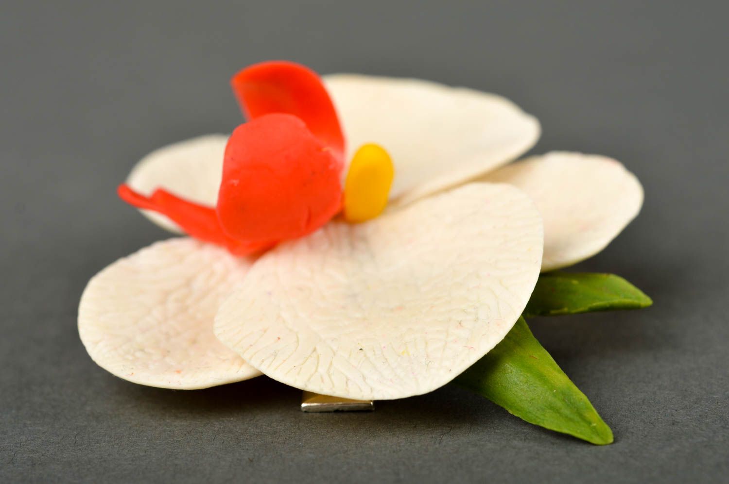 Barrette orchidée faite main Accessoire coiffure original Cadeau pour fille photo 3