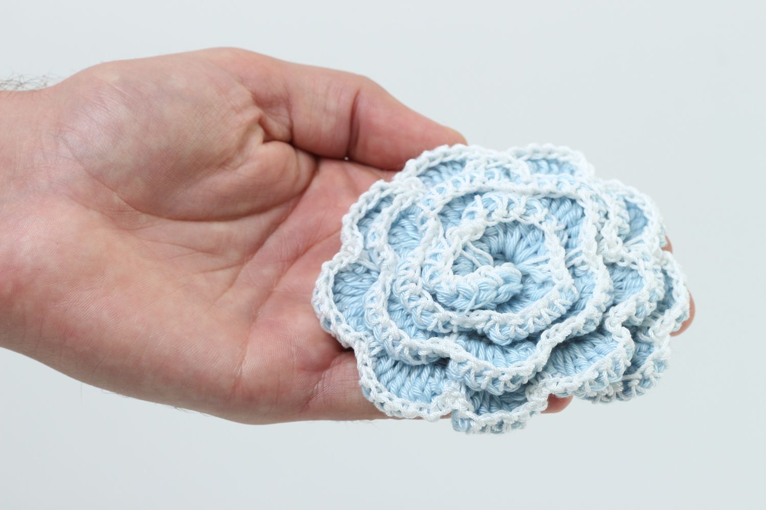 Fleur tricot faite main Fourniture bijoux grande au crochet Création bijoux photo 5
