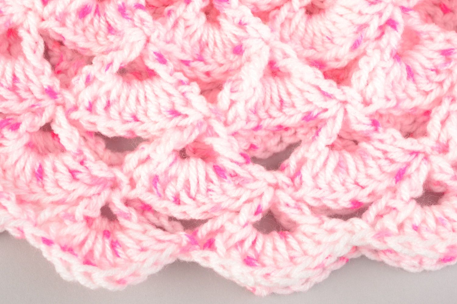 Crocheted handmade set of baby skirt and baby bonnet of pink color for girl photo 5