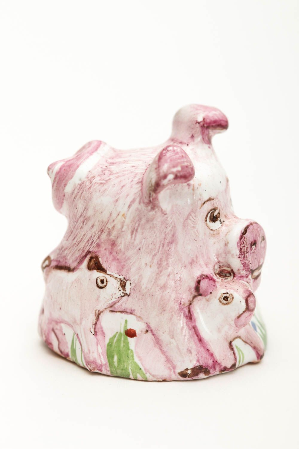 Handmade Deko Keramik Figur kleiner Fingerhut Nähen Zubehör Schwein hübsch foto 2