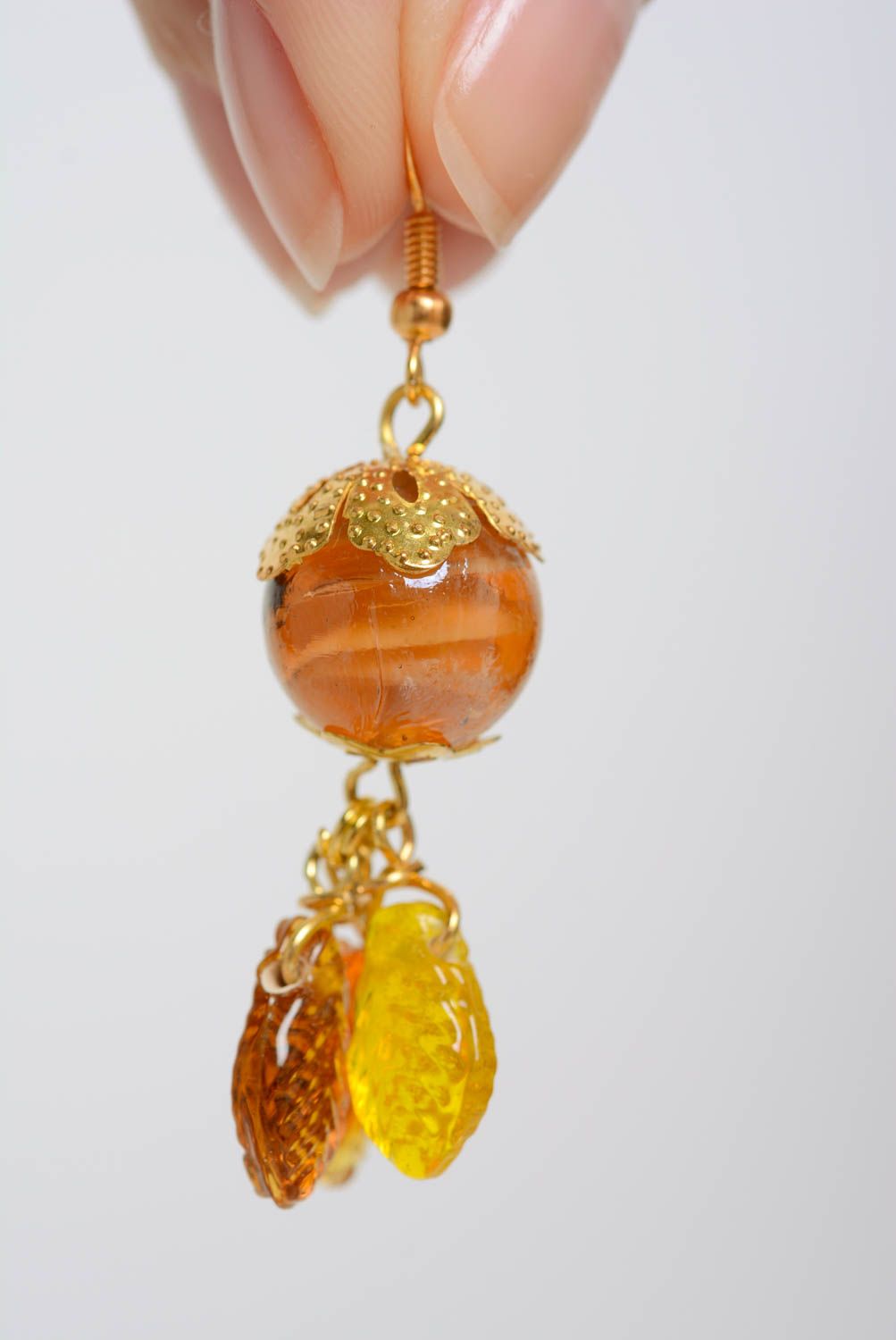 Originelle künstlerische handmade lange Ohrringe aus Glasperlen für Damen foto 3