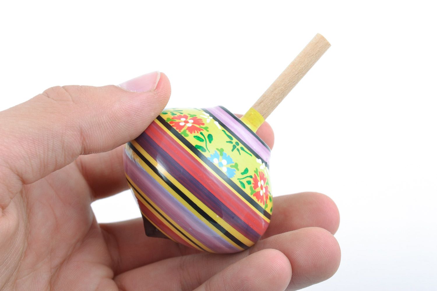 Wooden handmade spinning top with eco-friendly painting toys for children photo 2
