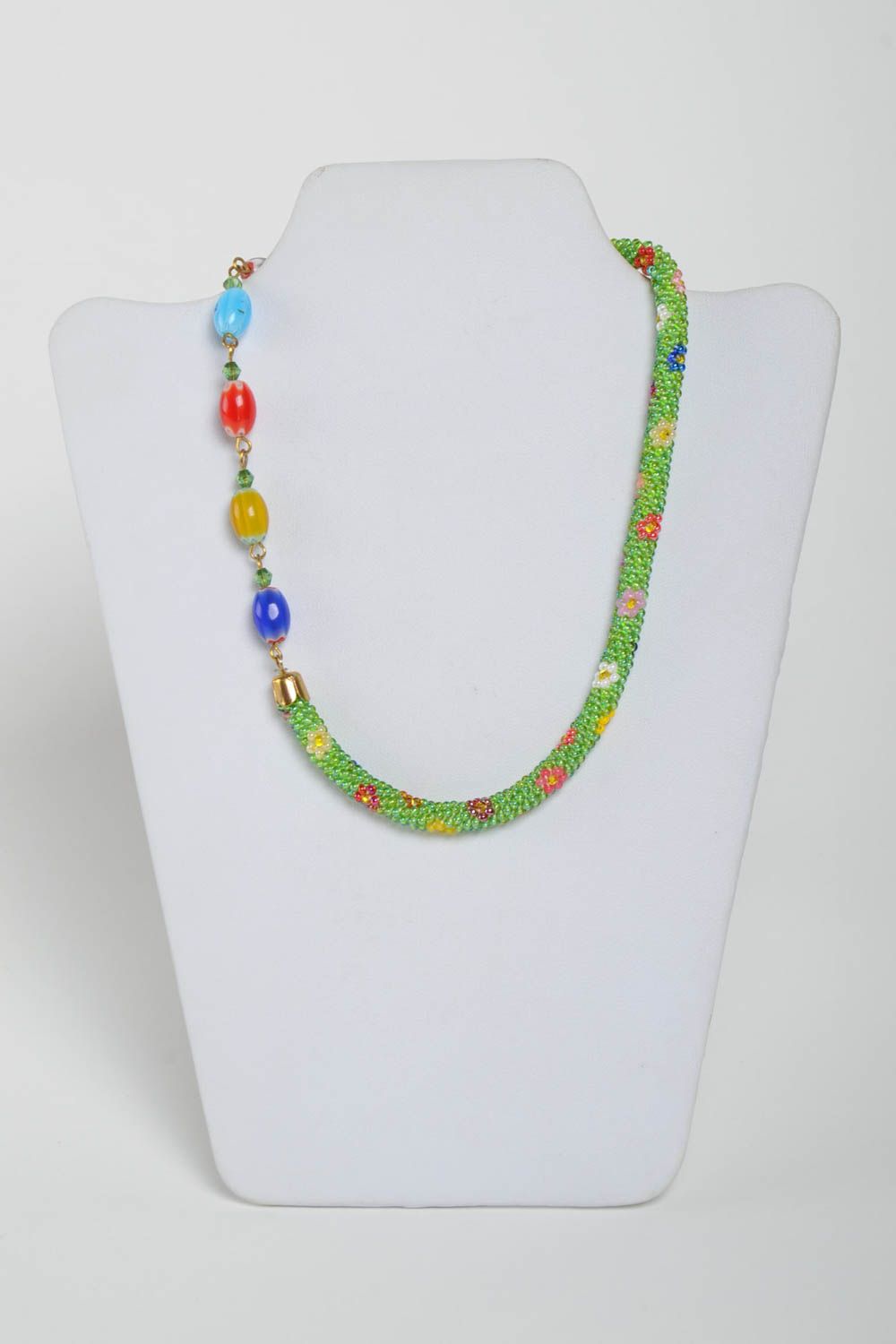 Beautiful homemade thin beaded necklace beaded cord necklace designer jewelry photo 2