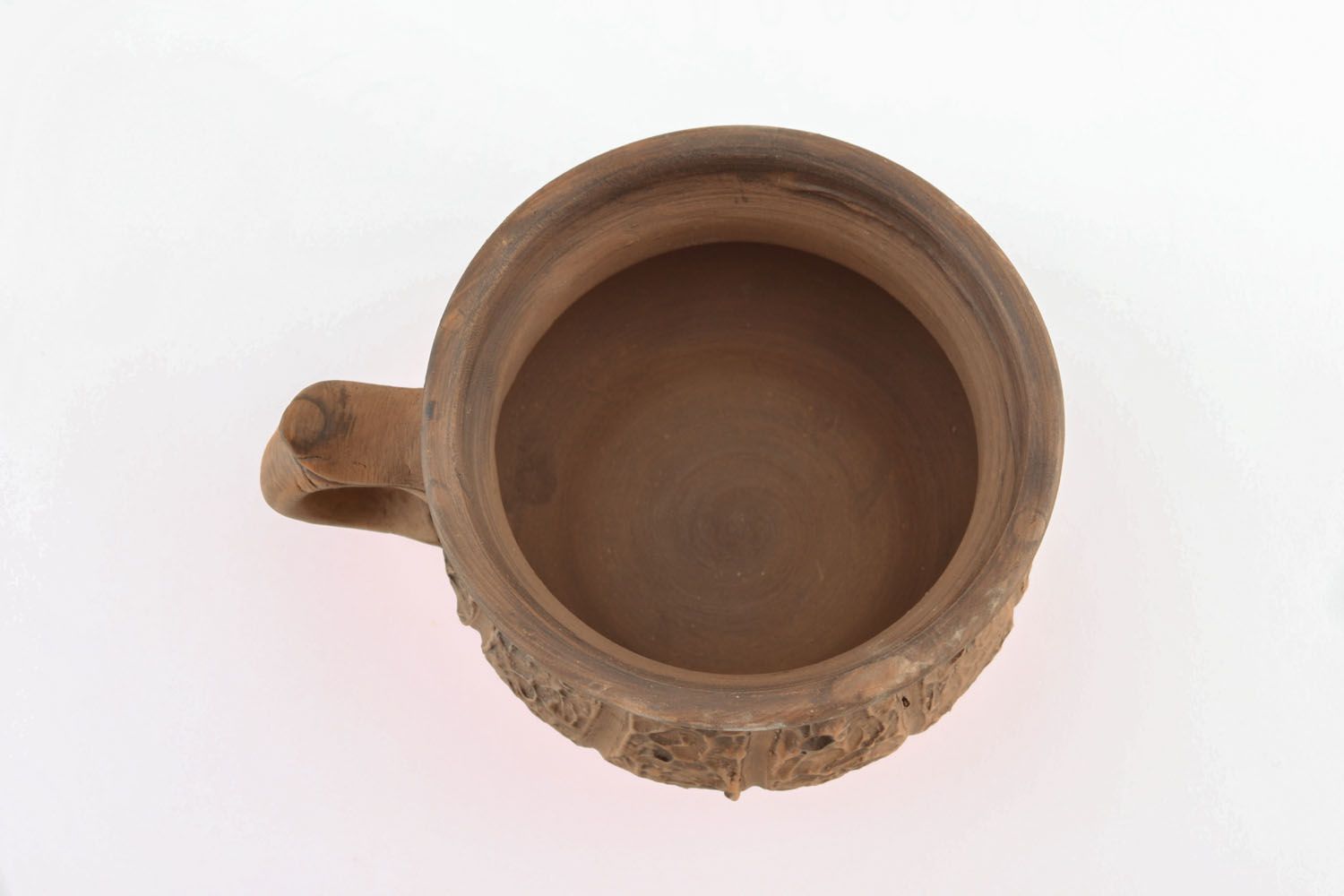 Ceramic cup bowl with handle and ethnic pattern in light-brown color 0,52 lb photo 3