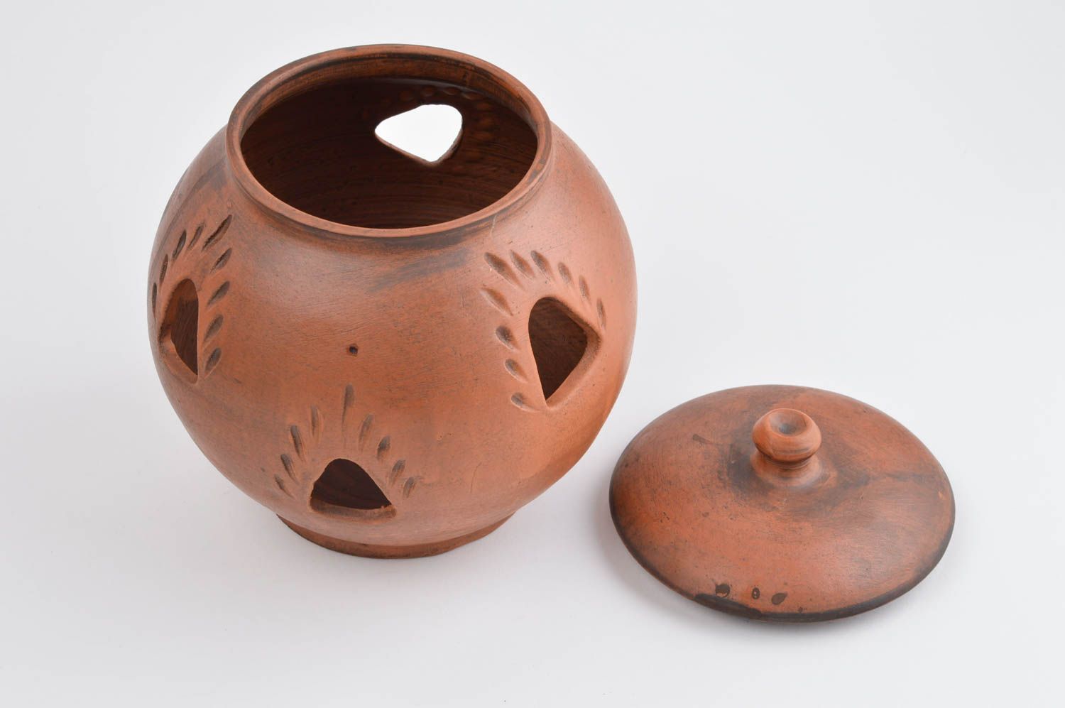 Pote de barro original cocina cerámica artesanal elemento decorativo modelado foto 3