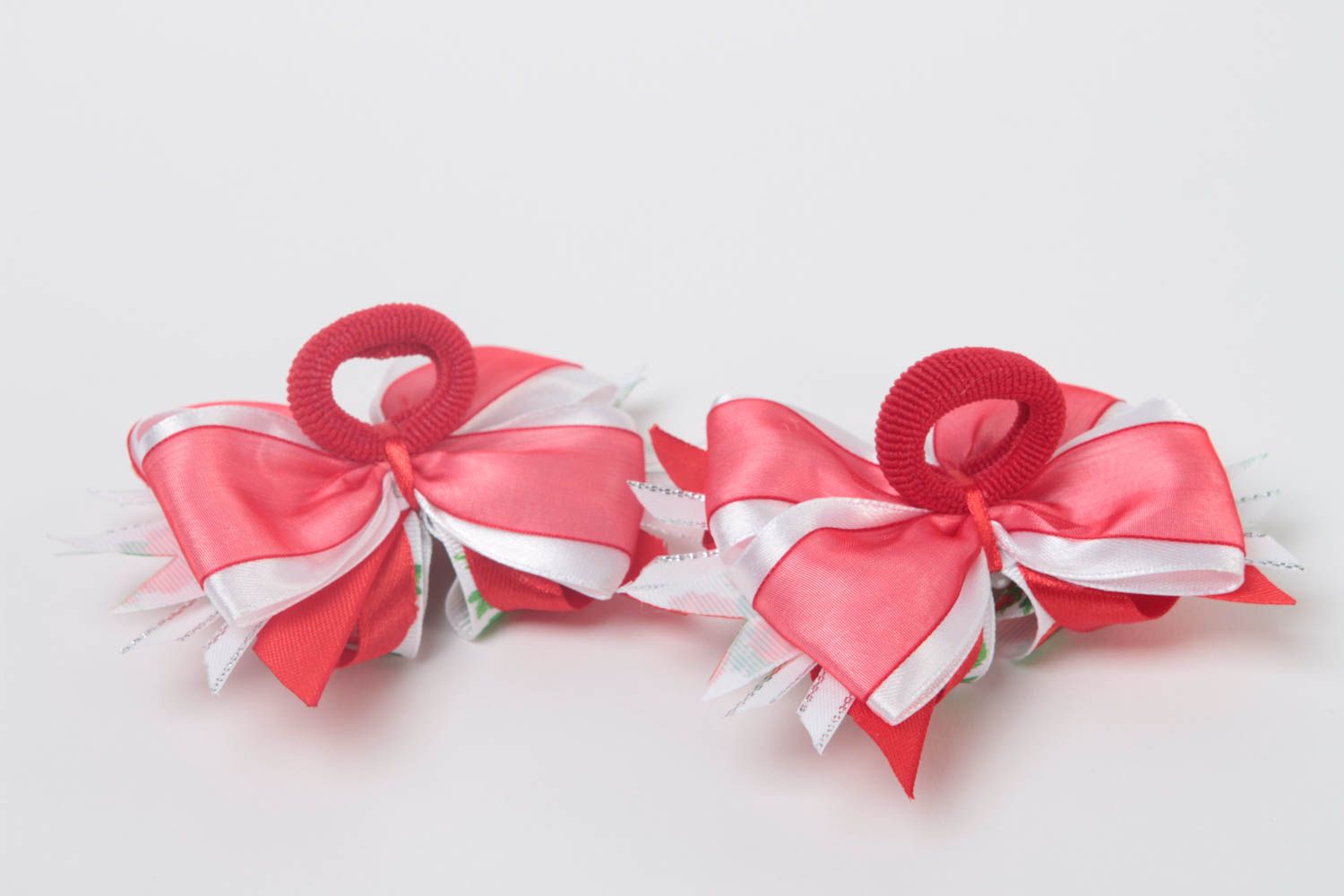 Set of 2 handmade bow scrunchies bow hair ties hair bows for kids gift ideas photo 4