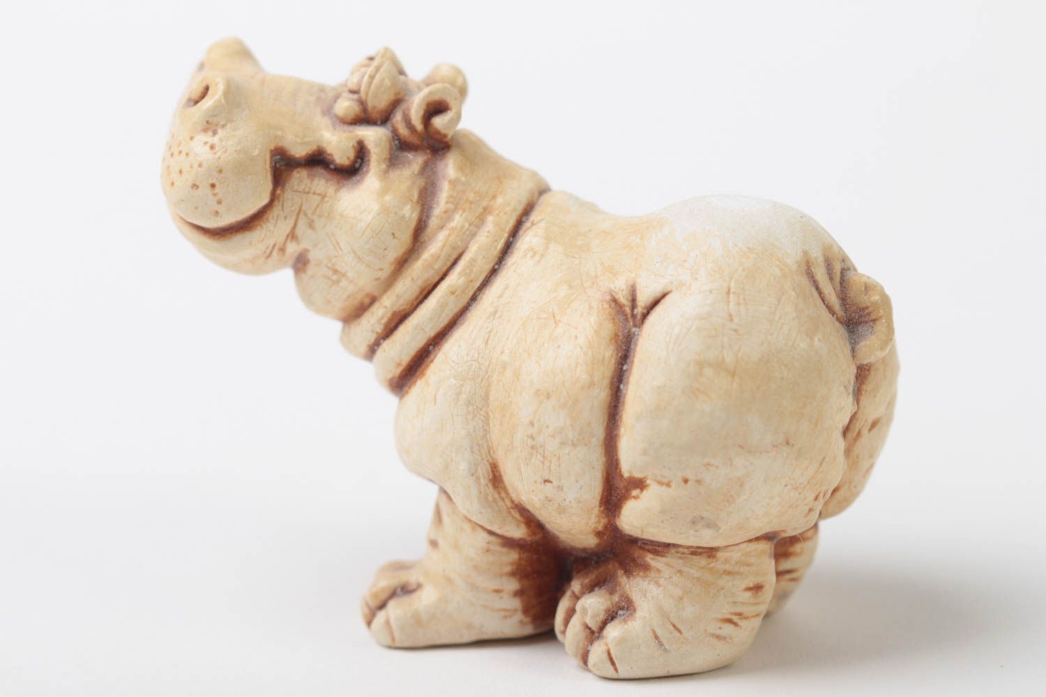 Миниатюрная статуэтка из полимерной смолы в виде бегемота для декора хэнд мэйд фото 2