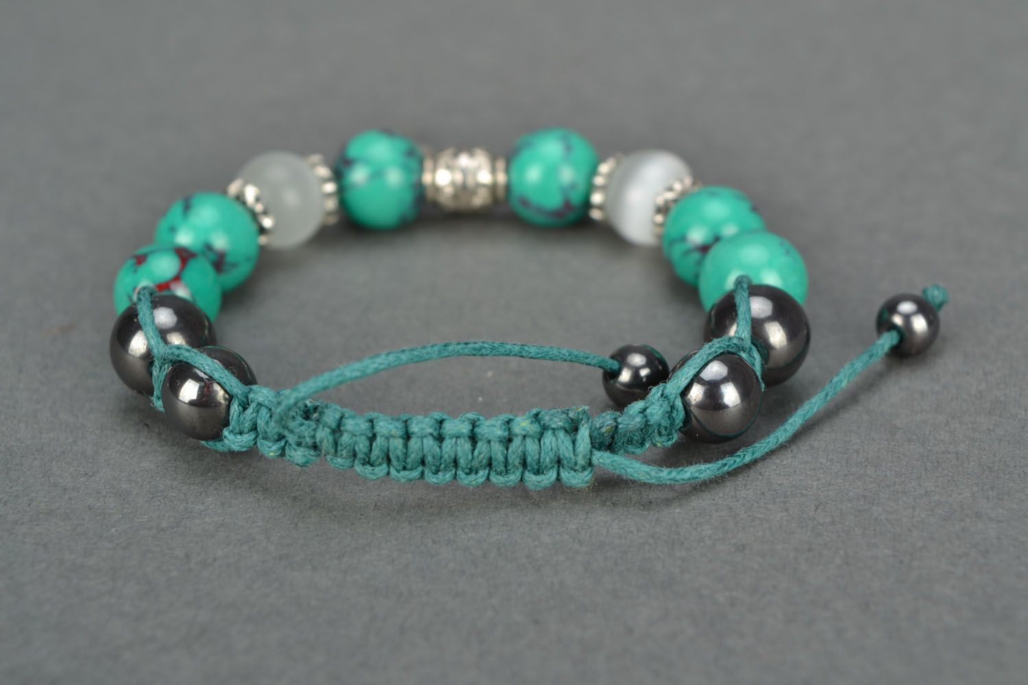 Bracelet with green turquoise photo 4