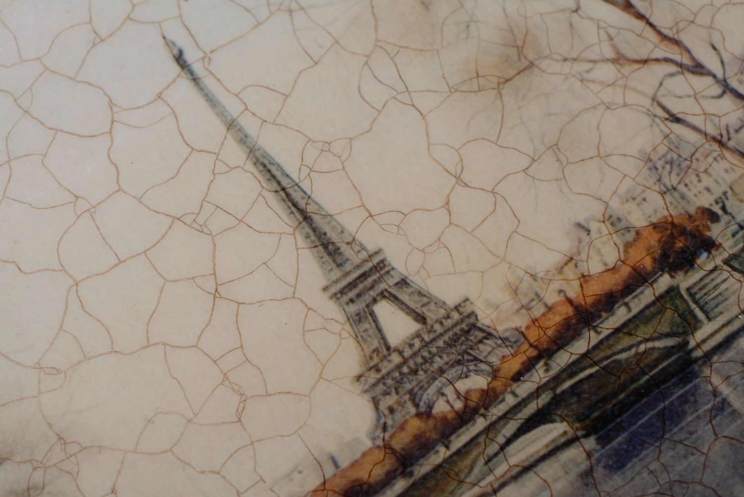 Furnier Schlüsselkasten an Wand in Decoupage Technik mit Pariser Landschaft foto 4
