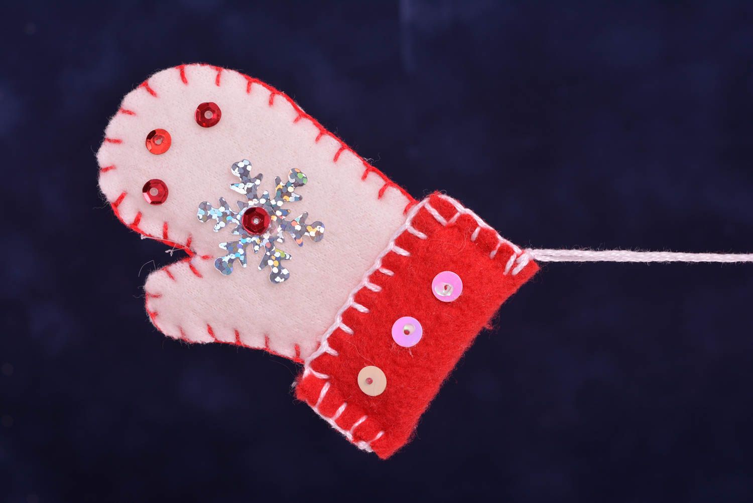 Jouet Noël fait main Suspension décorative moufle rose en feutre Décoration Noël photo 5