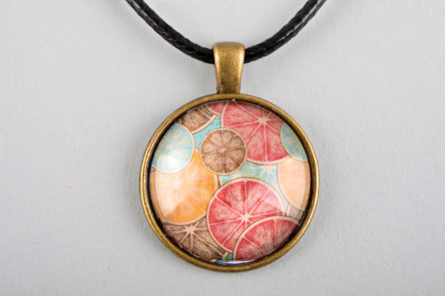 Handmade designer pendant everyday jewelry pendant with print stylish pendant photo 3