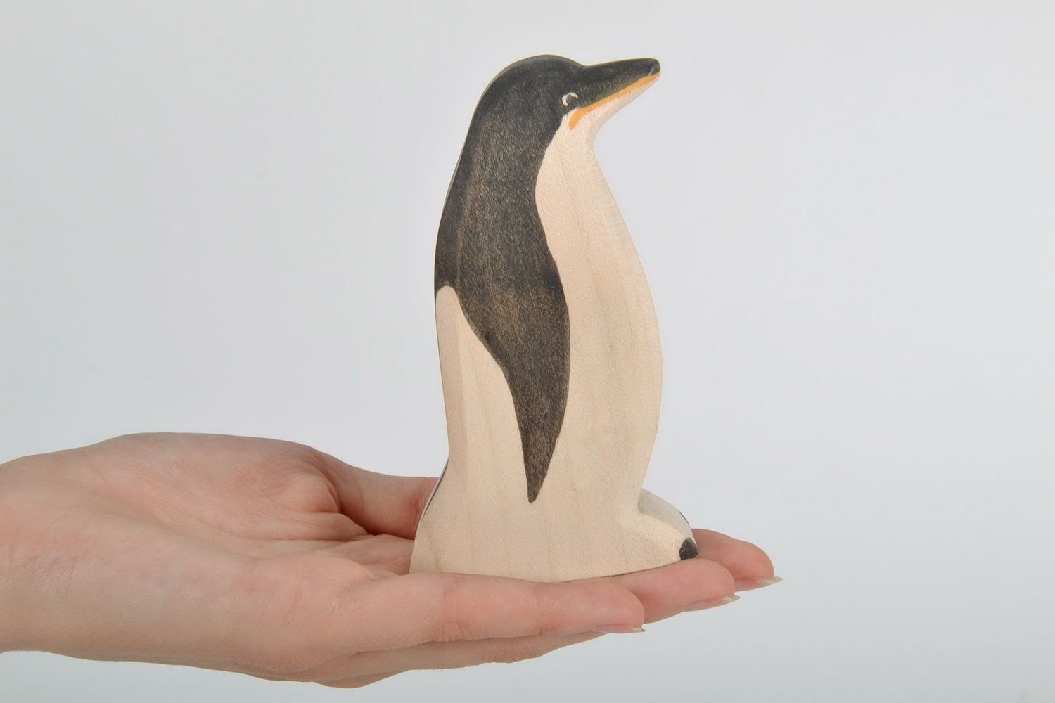 Jouet en bois pingouin fait main photo 3