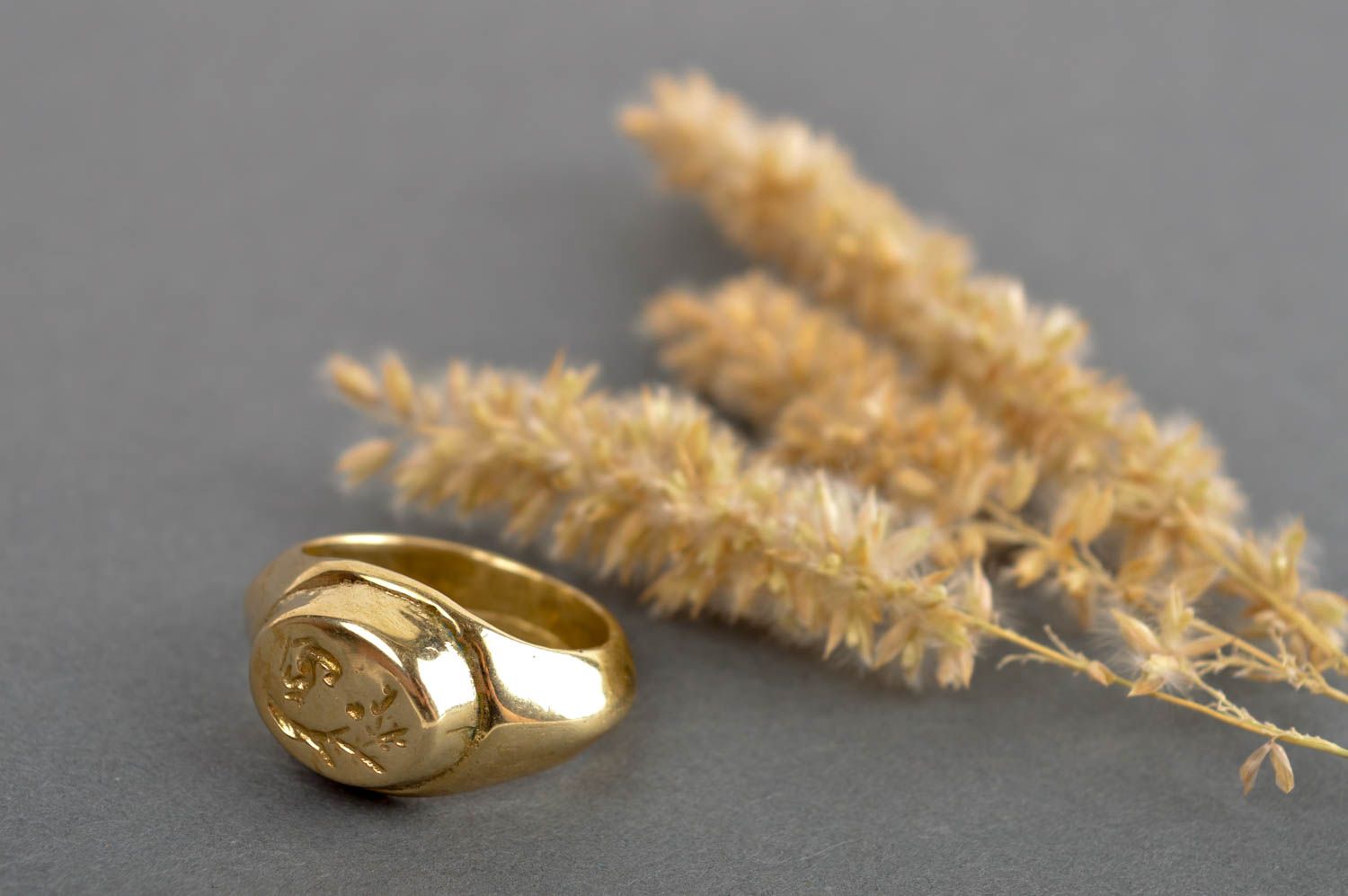 Handmade metal ring stylish designer ring present unusual brass jewelry photo 1
