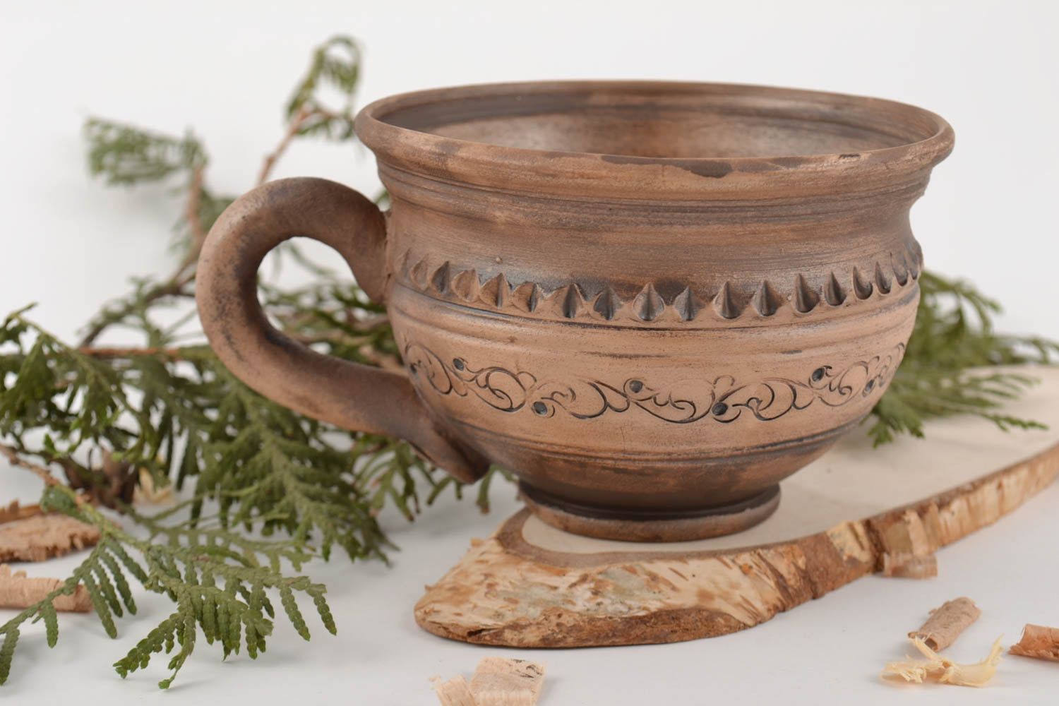 Handmade Tasse aus Ton in Braun originell schön 250 ml Geschenk Küchen Dekor foto 1
