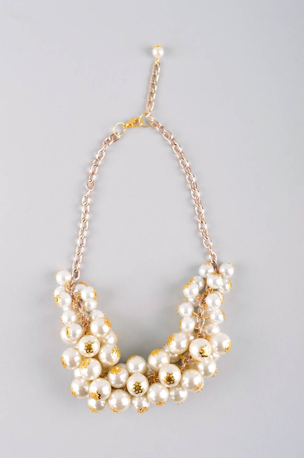 Collar de perlas artificiales hecho a mano accesorio de mujer bisutería de moda foto 2