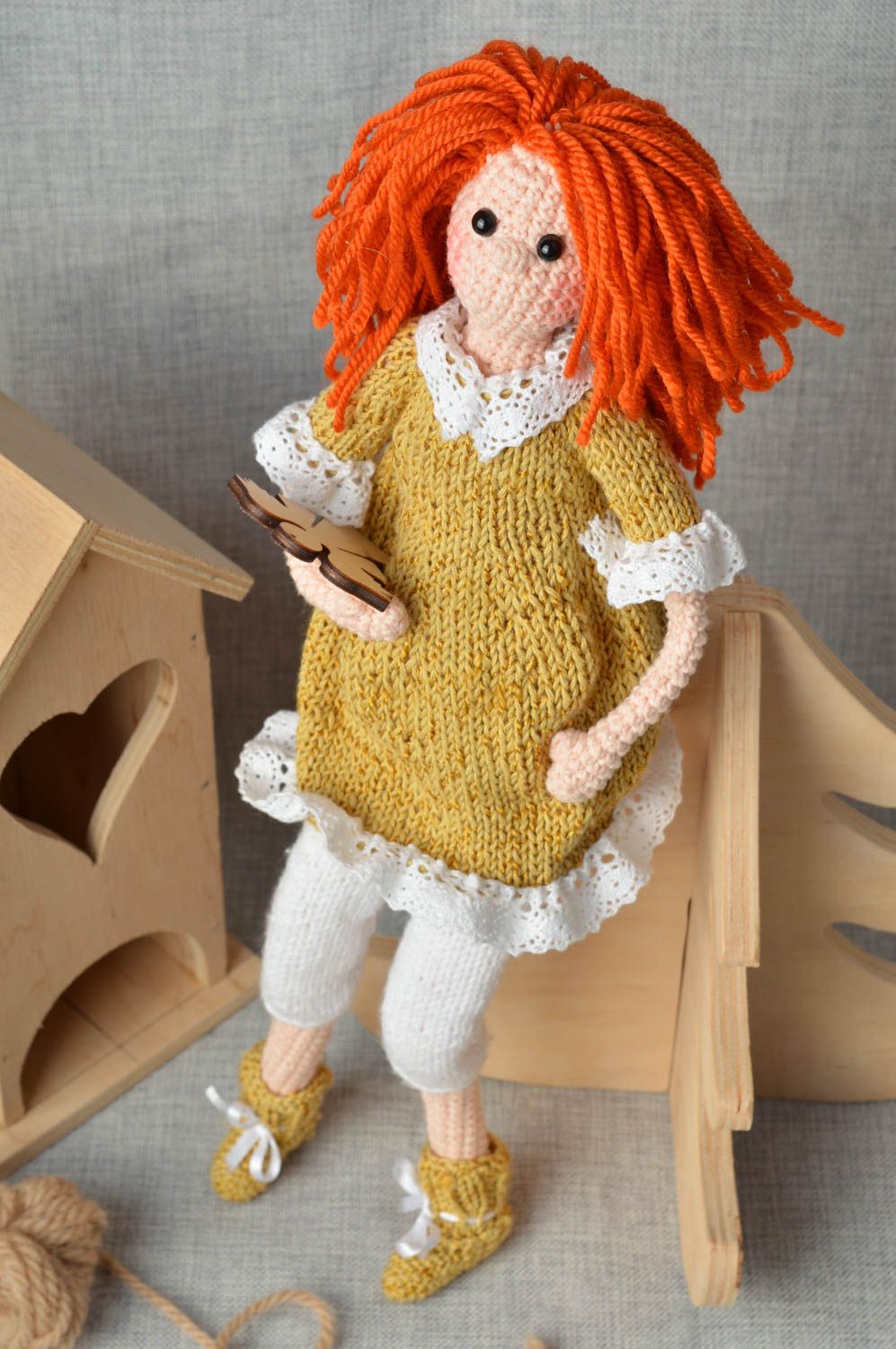 Handmade beautiful textile doll stylish designer soft toy unusual present photo 1