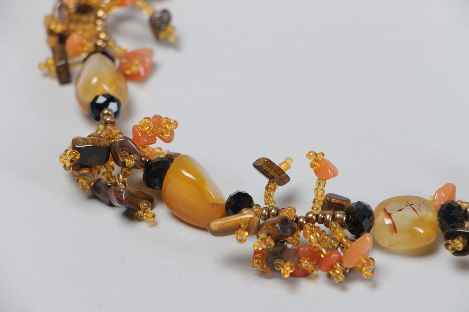 Joli collier en pierres naturelles original marron fait main cadeau pour femme photo 4