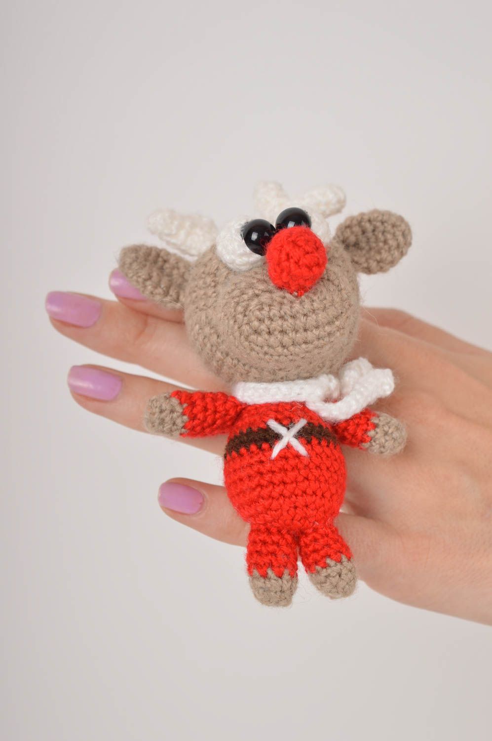 Peluche renne Jouet fait main de Noël tricoté en acrylique Cadeau enfant photo 2