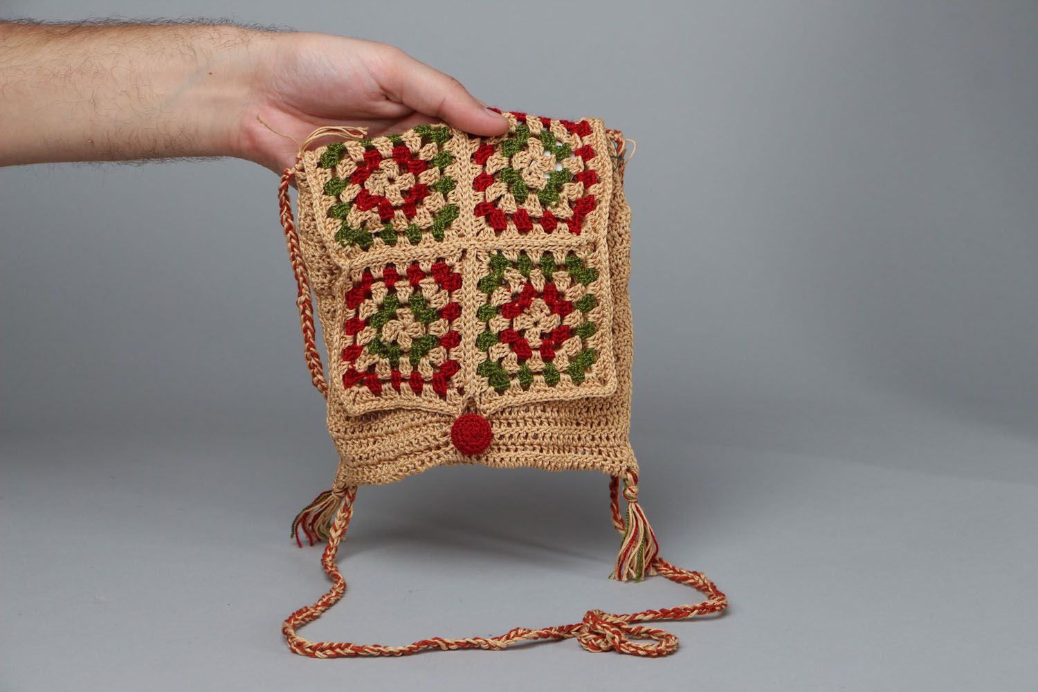 Sac à main ethnique tricoté au crochet photo 4