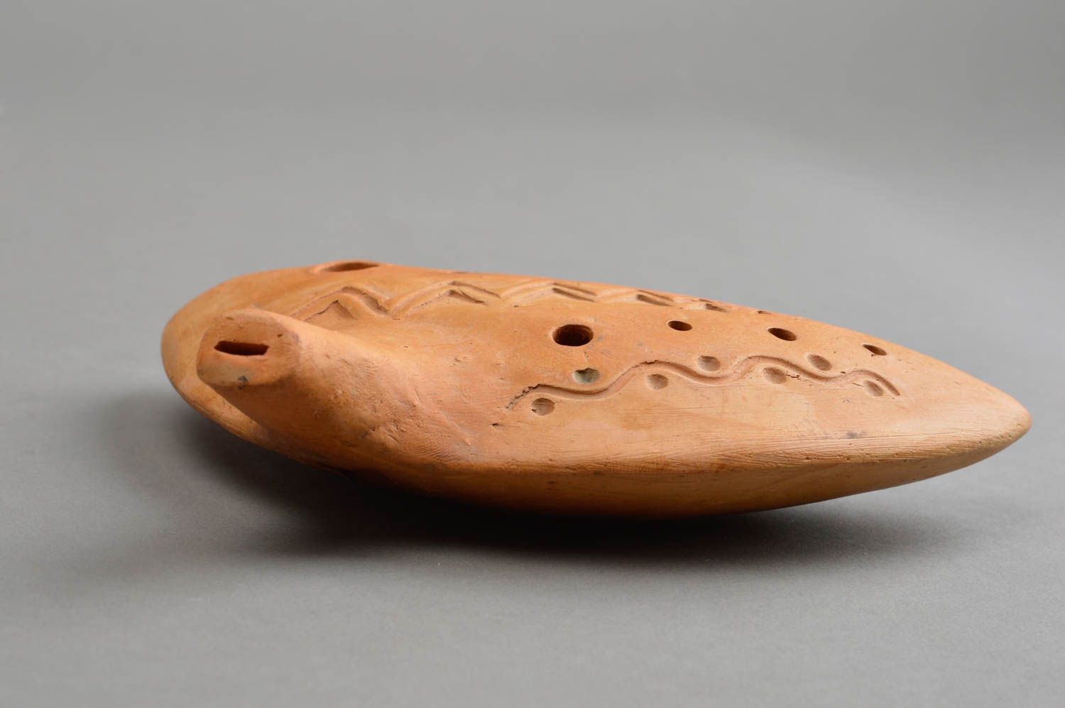 Sifflet en argile fait main original beige ocarina décoratif style ethnique photo 4