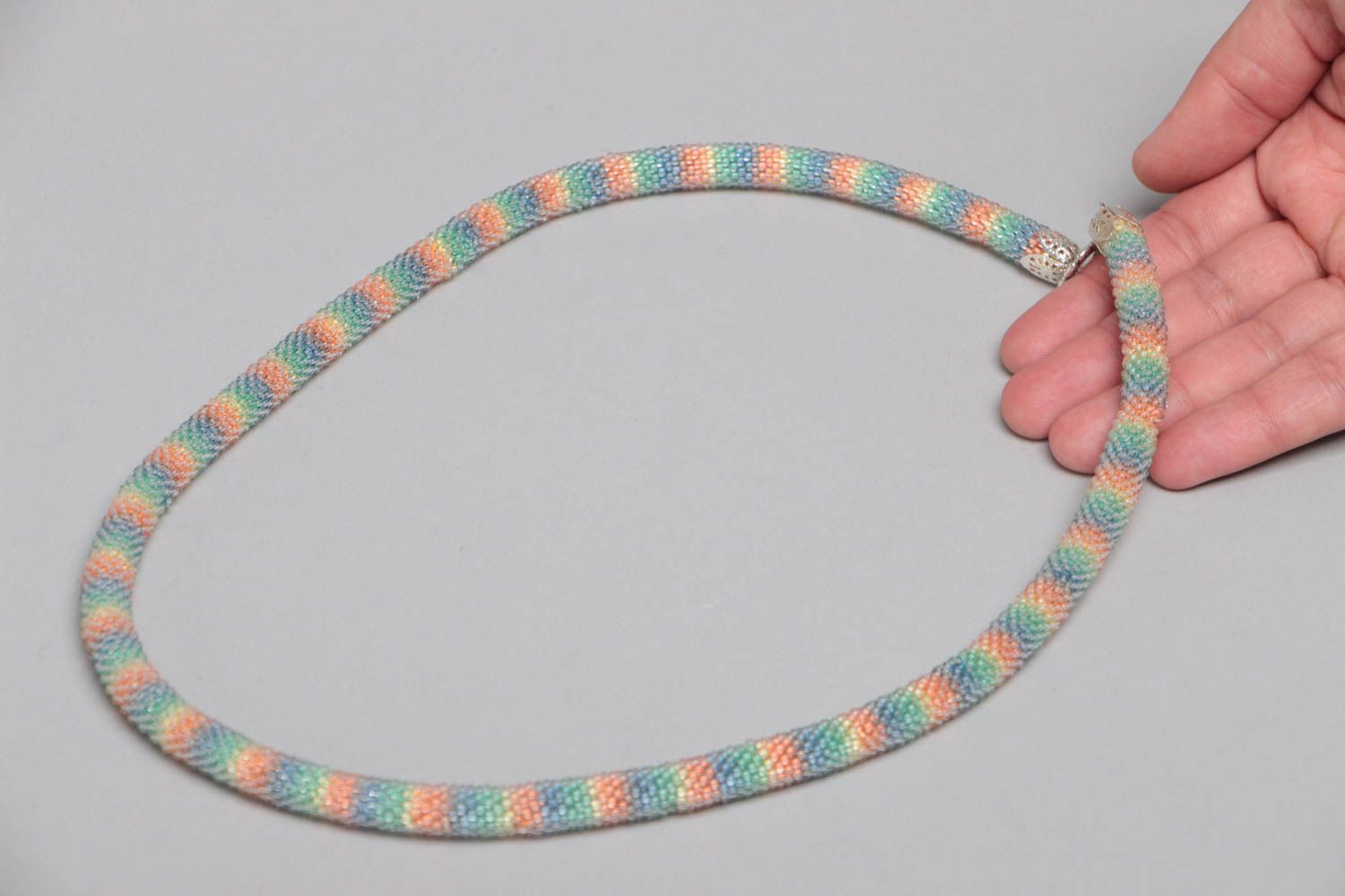 Handmade designer colorful elegant women's beaded cord necklace photo 5