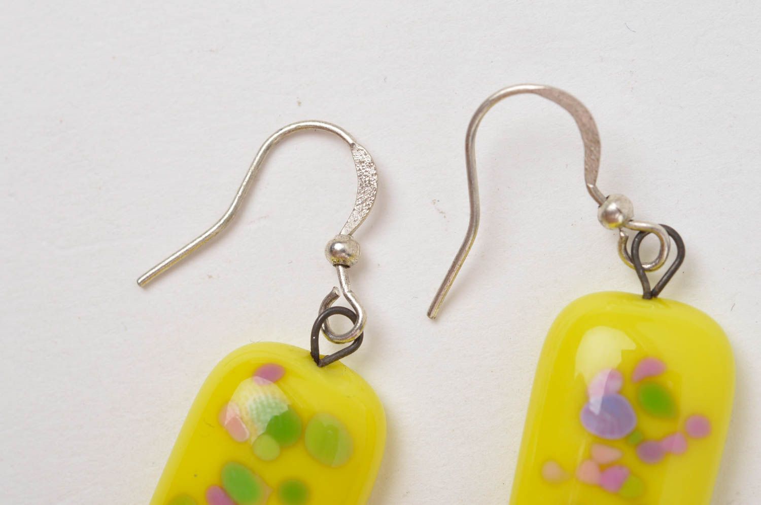 Handmade Glas Ohrringe in Gelb Designer Schmuck Accessoire für Frauen Lampwork foto 3