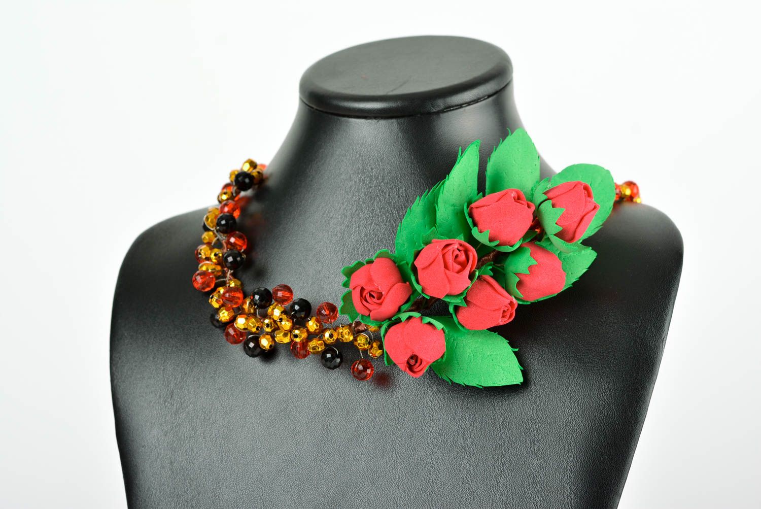 Handmade foamiran necklace handcrafted bijouterie summer necklace for women photo 3