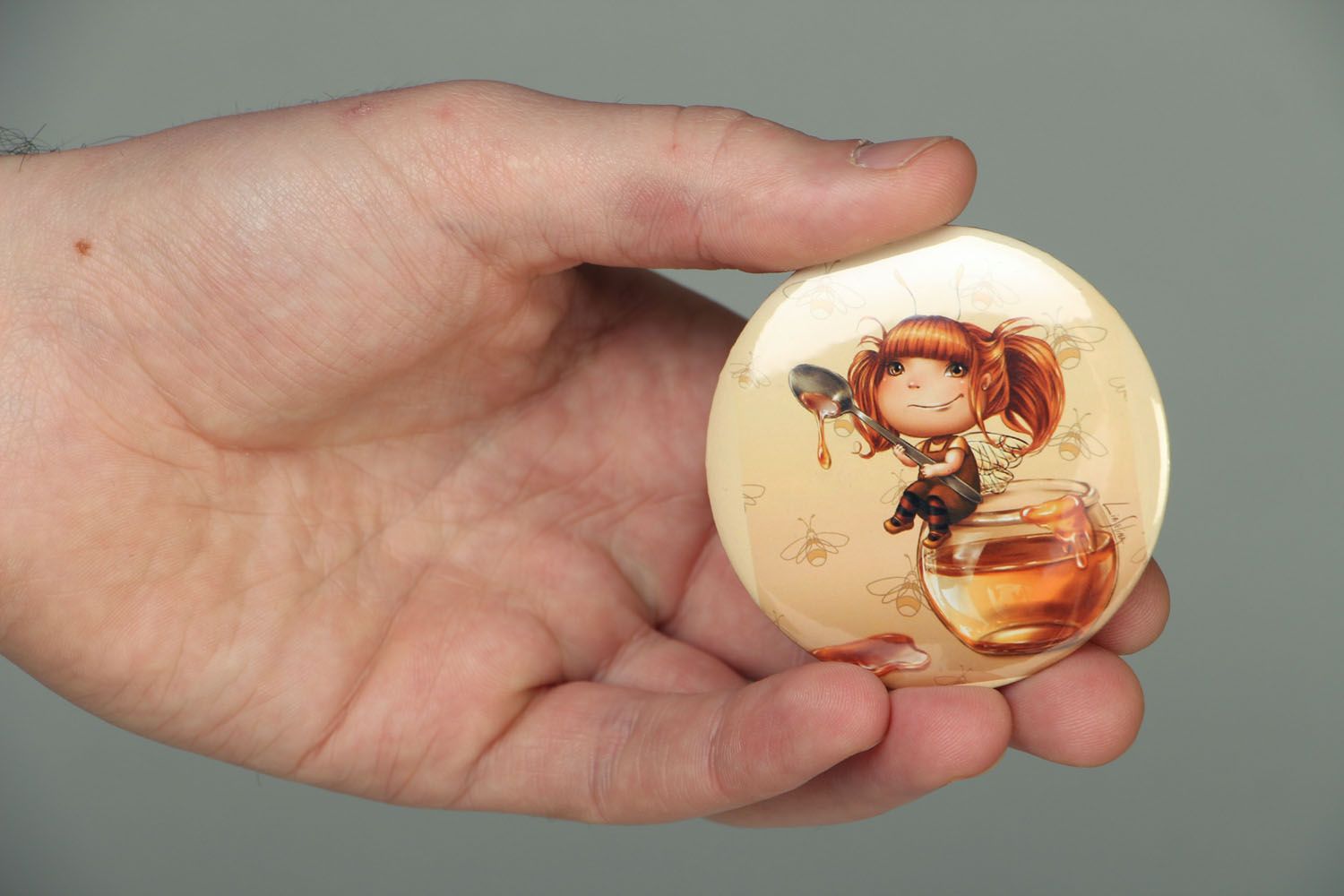 Handgemachter Taschenspiegel mit Print Biene foto 4