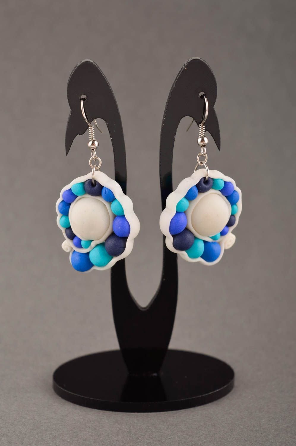 Handmade earrings clay accessory unusual jewelry gift ideas flower earrings photo 1