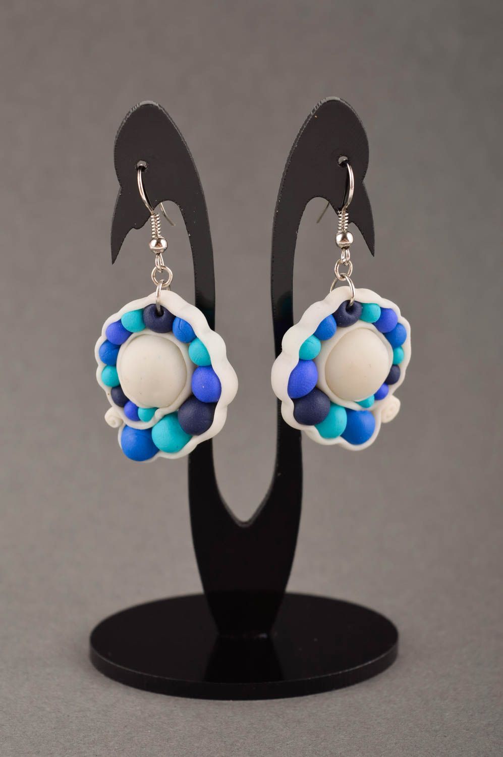 Boucles d'oreilles design Bijou fait main phosphore Cadeau femme pâte polymère photo 1