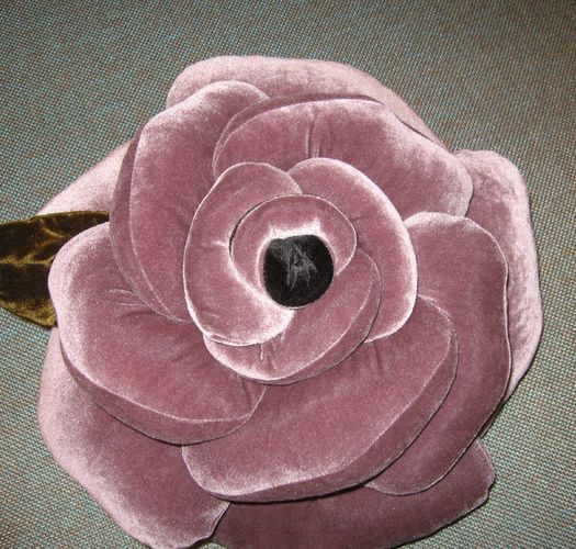 Handmade double-sided beautiful soft velour fabric cushion in the shape of rose photo 7