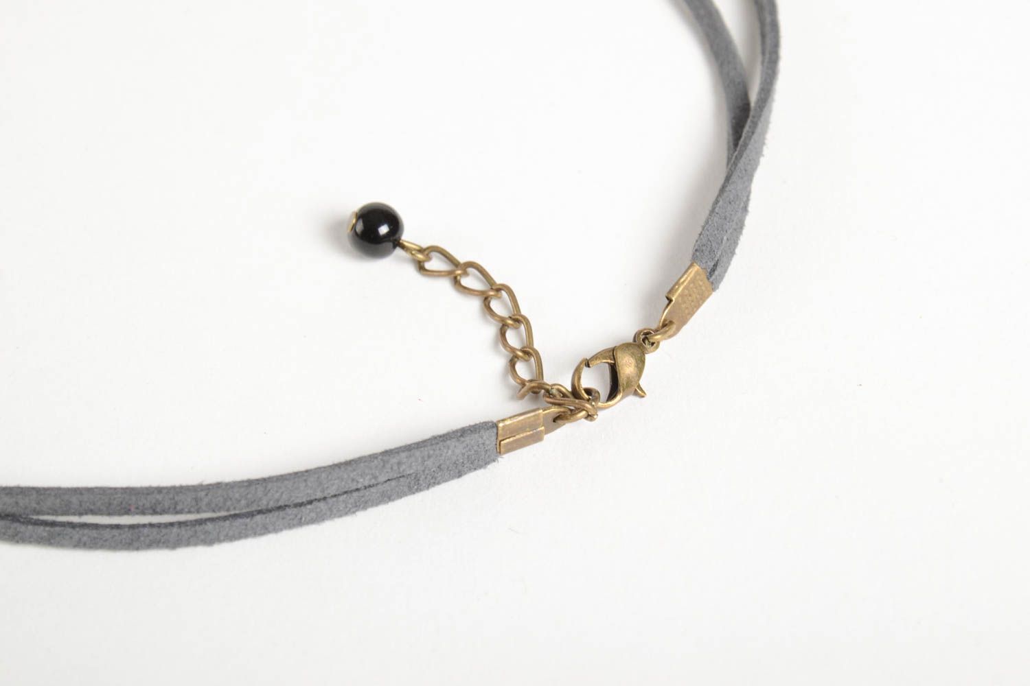 Handmade designer accessory unusual grey necklace stylish trendy necklace photo 4