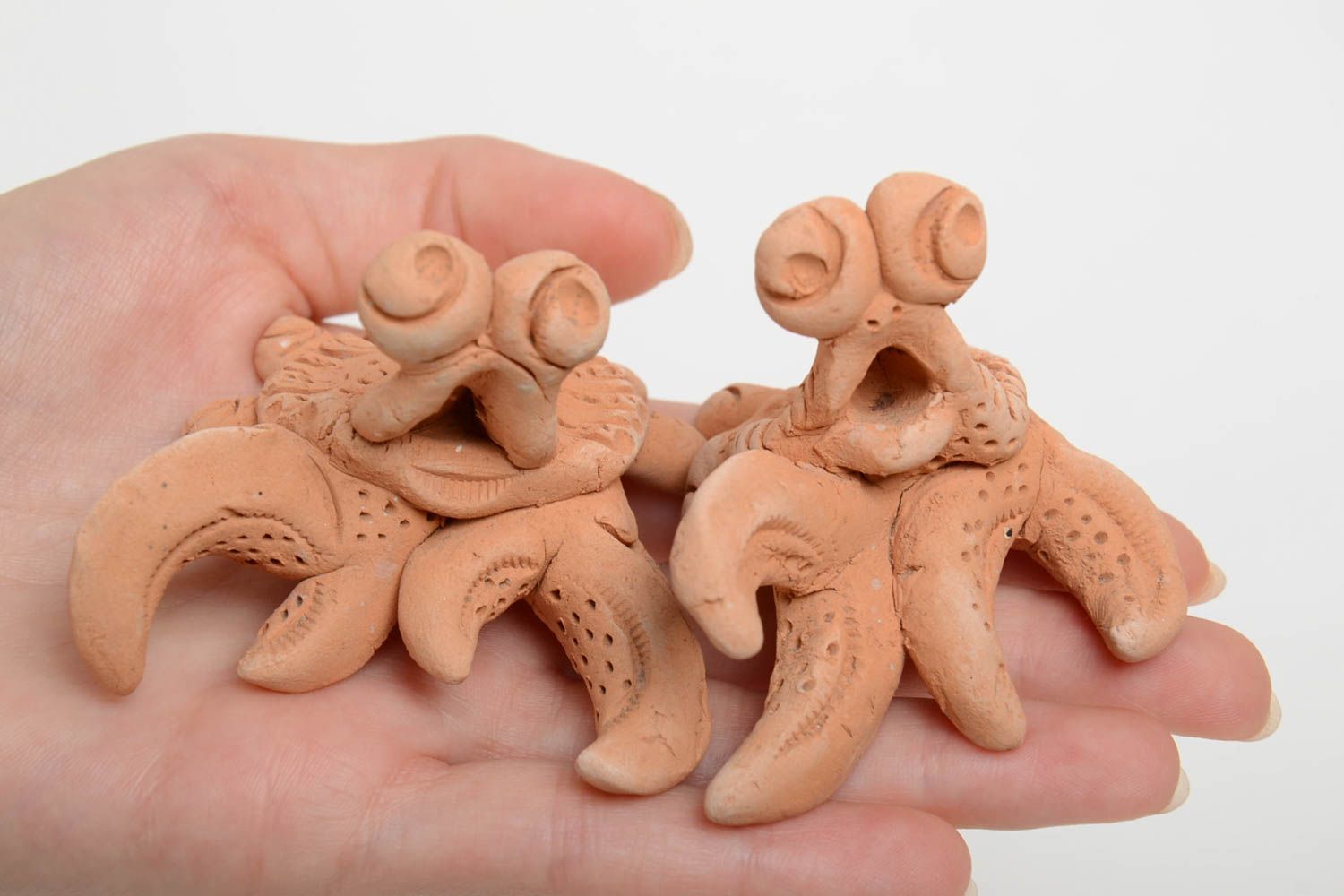 Handmade designer clay interior statuettes of crabs 2 pieces home decor photo 5