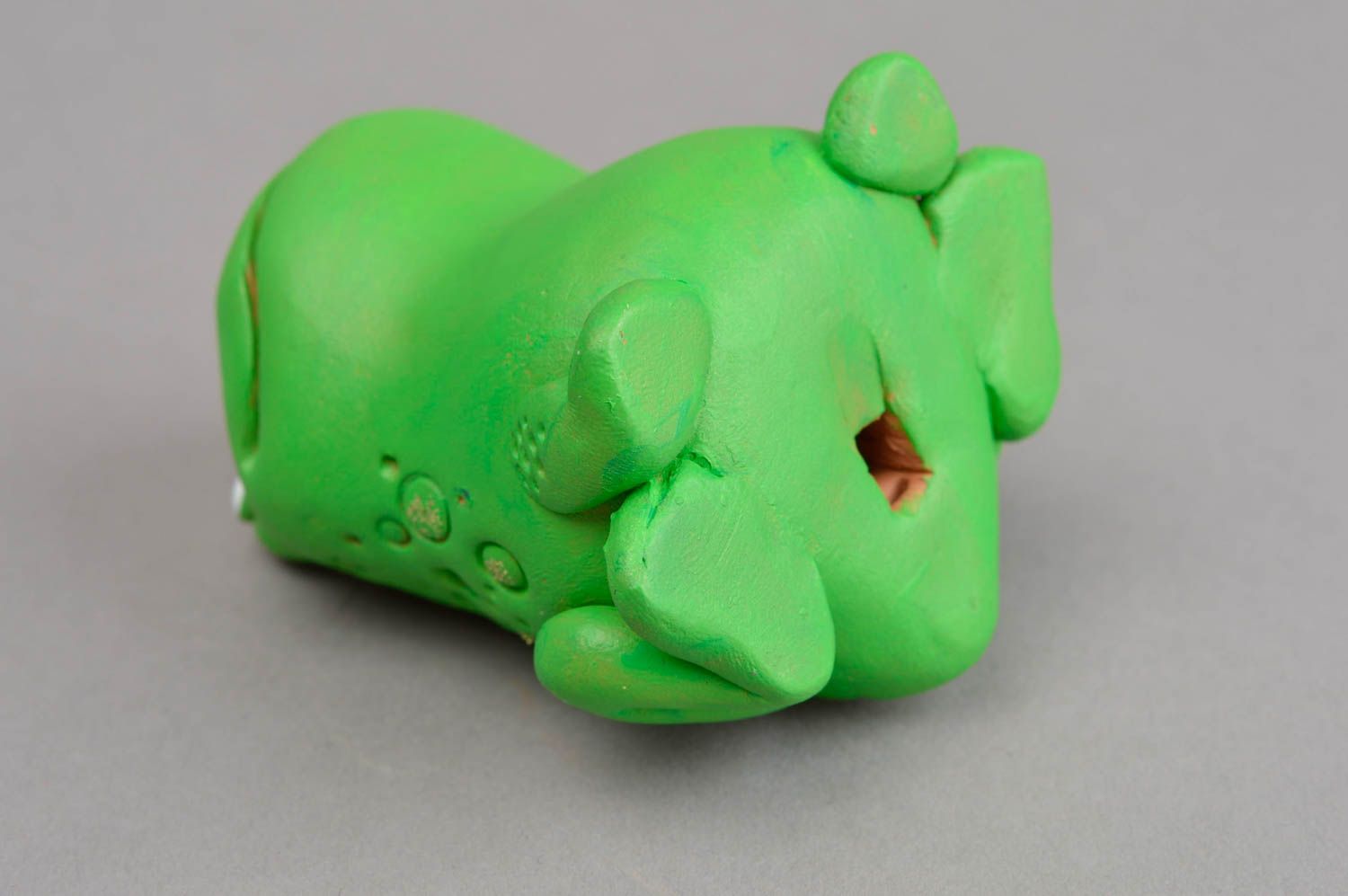 Handmade clay cute green toy unusual penny whistle interior decor ideas photo 4