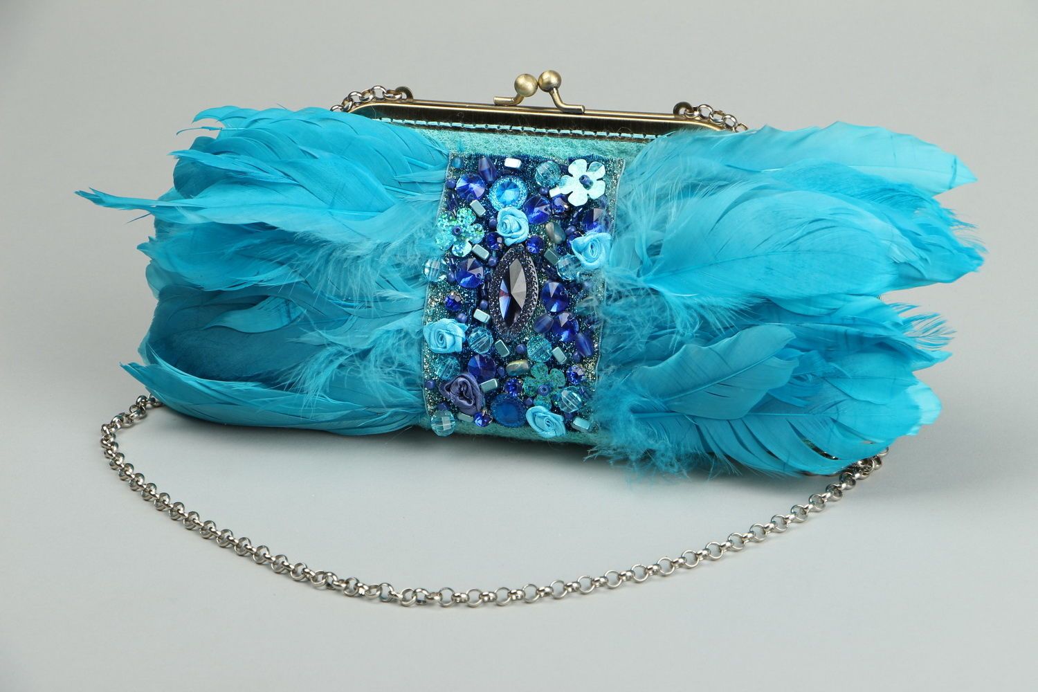 Pequeño bolso de lana Flamenco azul foto 1