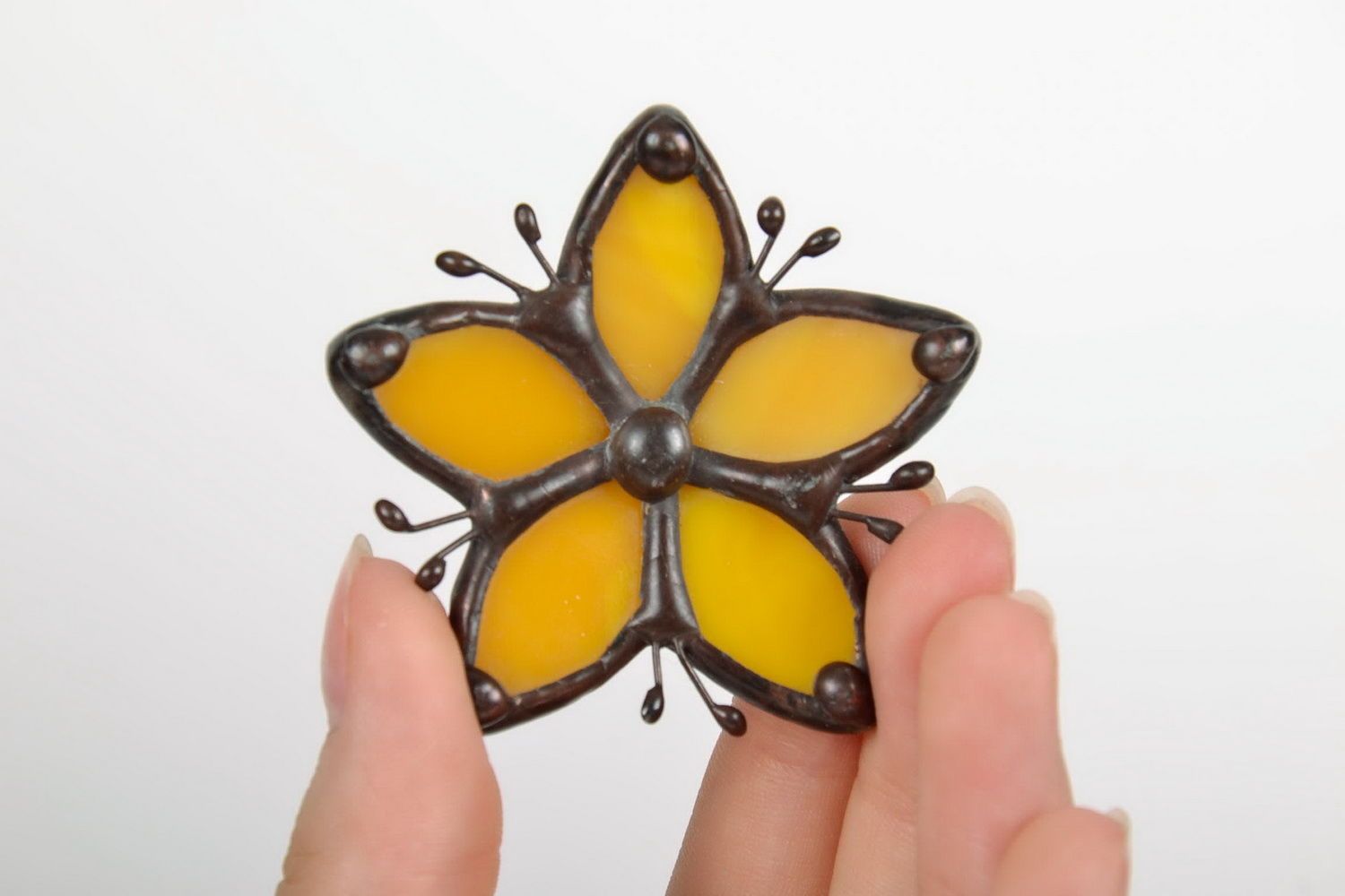 Stained glass brooch Flower photo 3