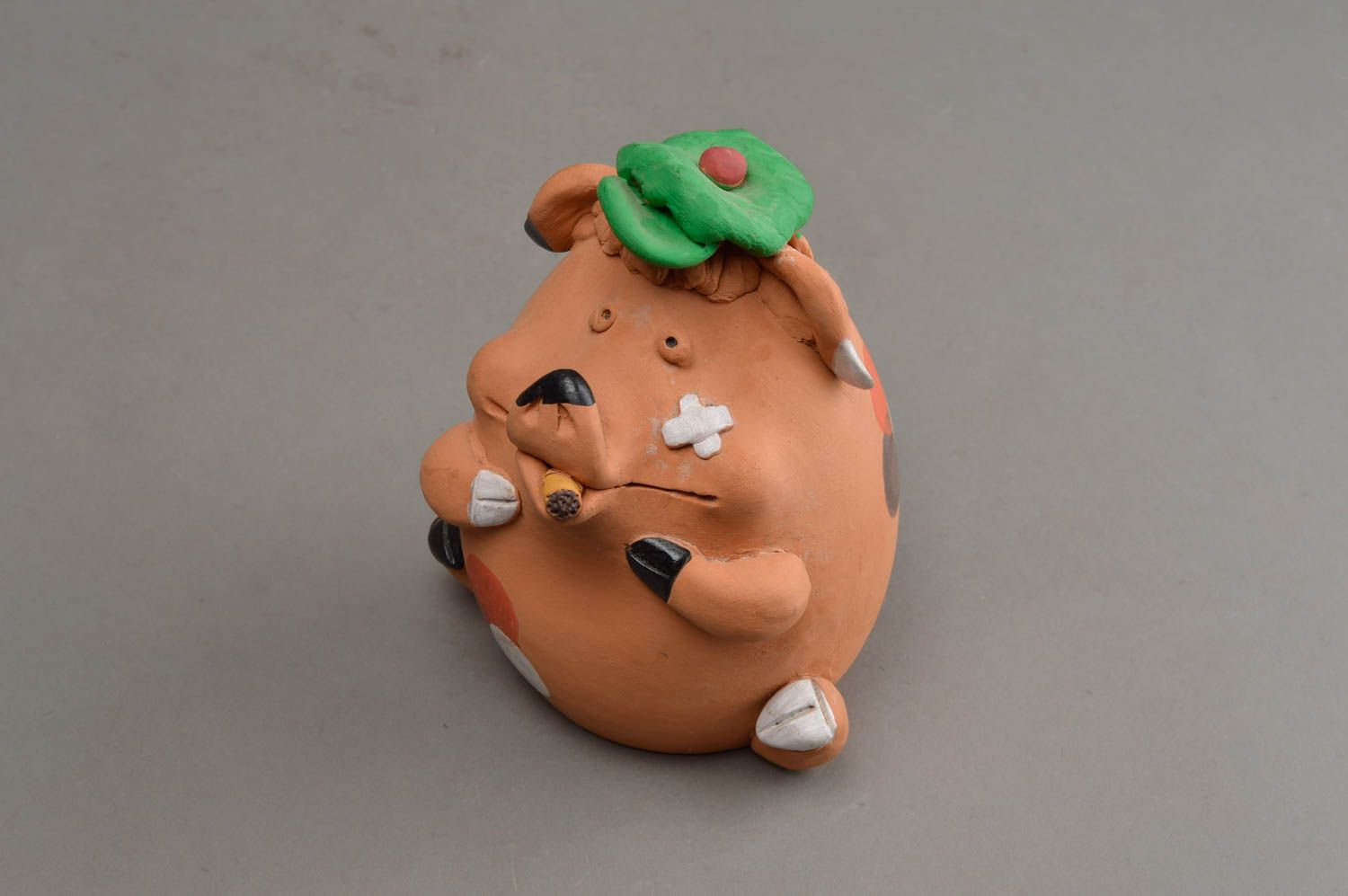 Hucha de cerámica artesanal elementos decorativos regalo original cerdo foto 3