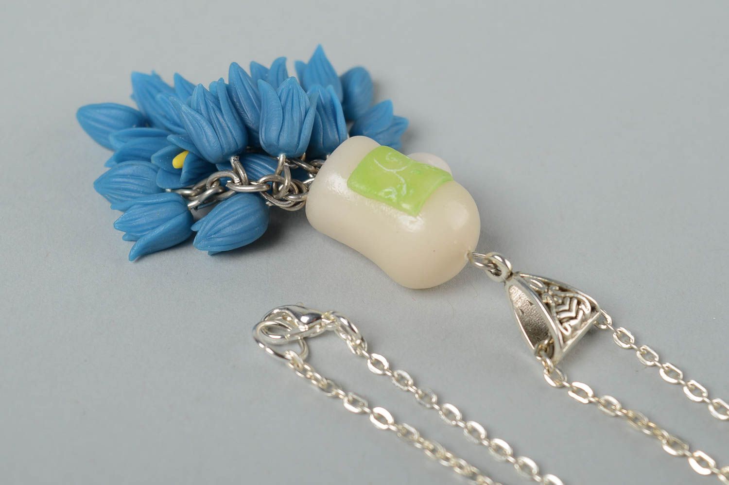 Flower pendant handmade jewelry polymer clay pendant plastic jewelry for women photo 4