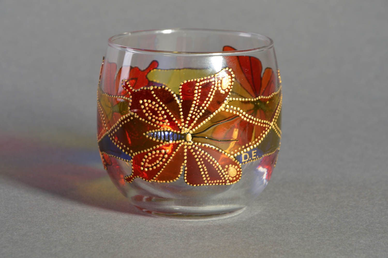Candelero de cristal con pintura de vitral hecho a mano para una vela decoración foto 2