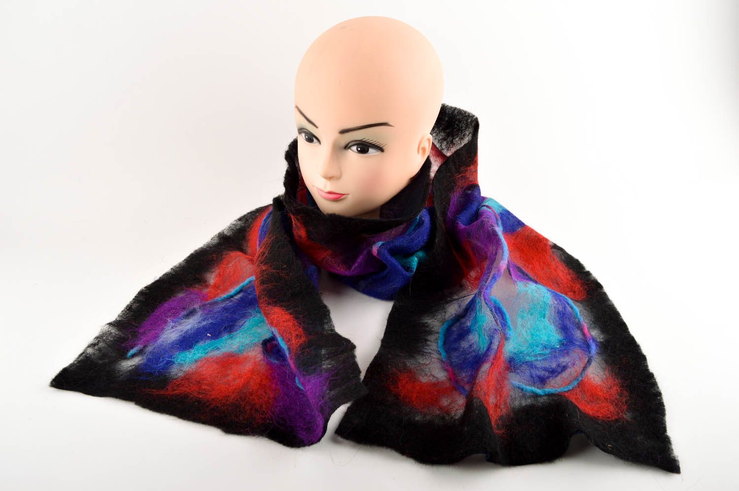 Шарф для женщин ручной работы женский шарф пестрый шерстяной шарф теплый фото 2