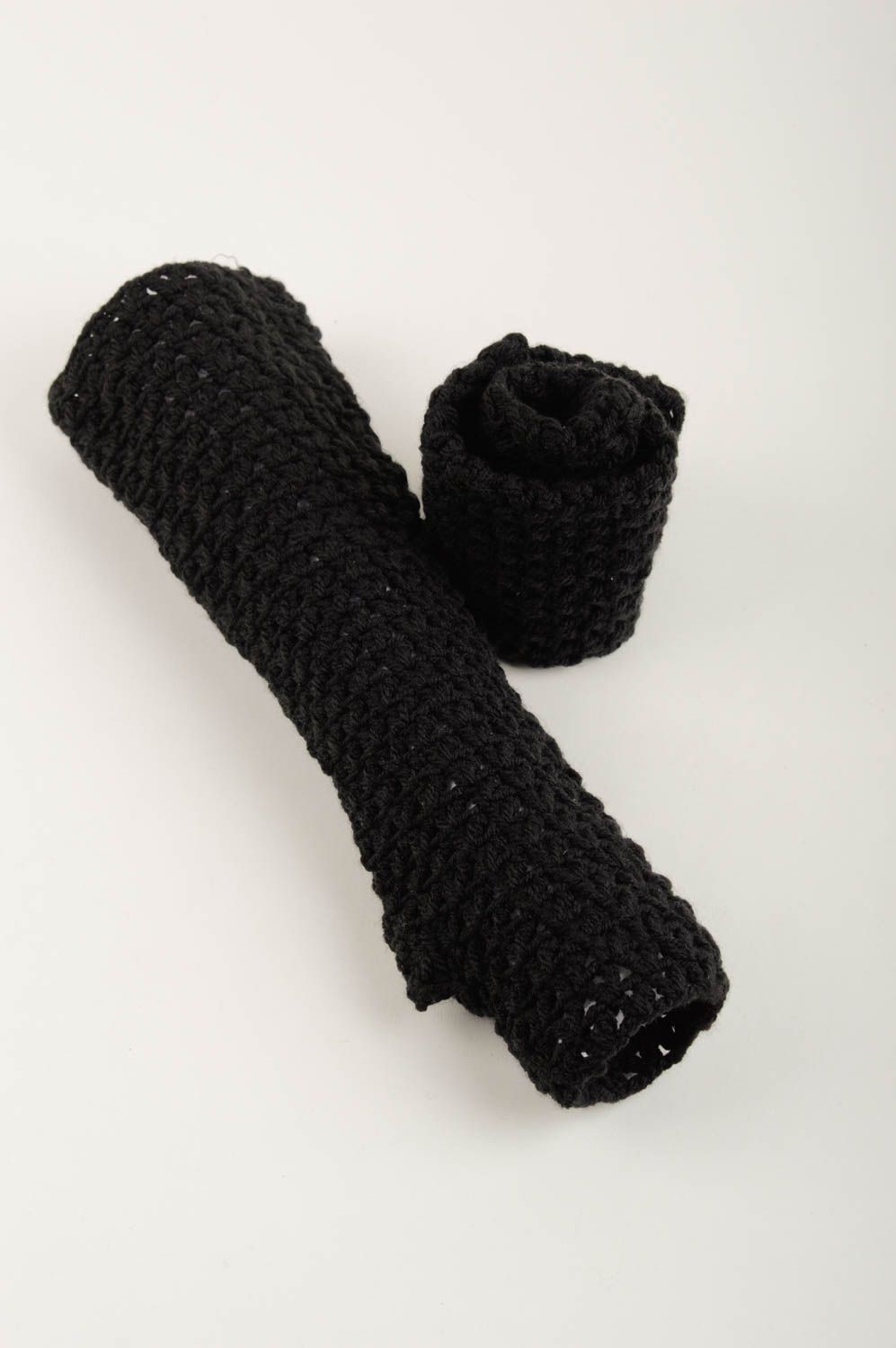 Mitones a ganchillo guantes sin dedos hechos a mano negros accesorios de mujer foto 5