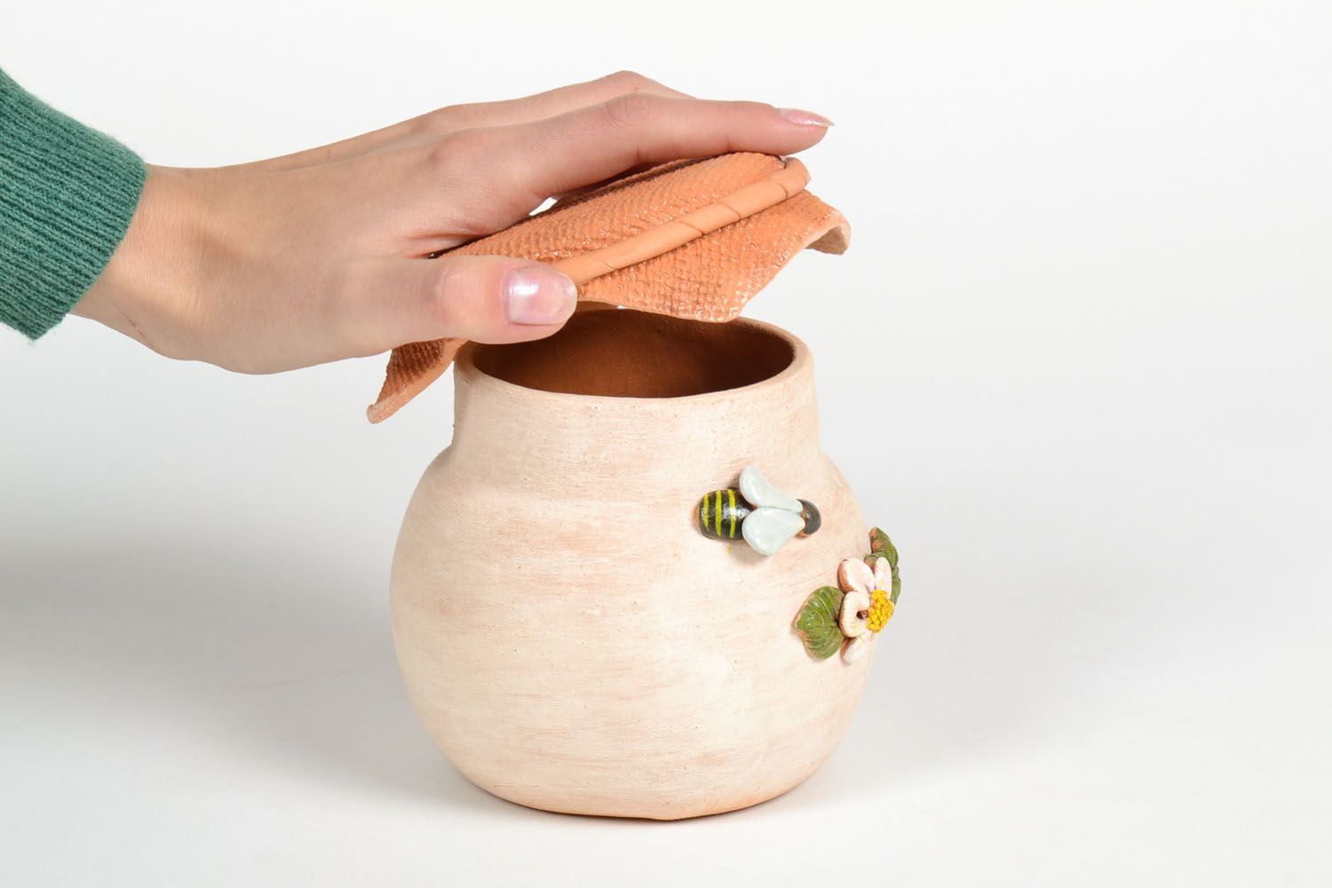 Pentola in ceramica fatta a mano barattolo per spezie contenitore per miele foto 5