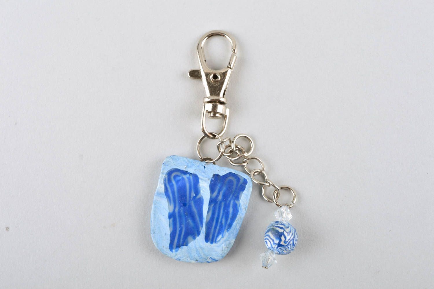 Porte-clé design fait main Accessoire pour clé pâte polymère bleu Petit cadeau photo 5