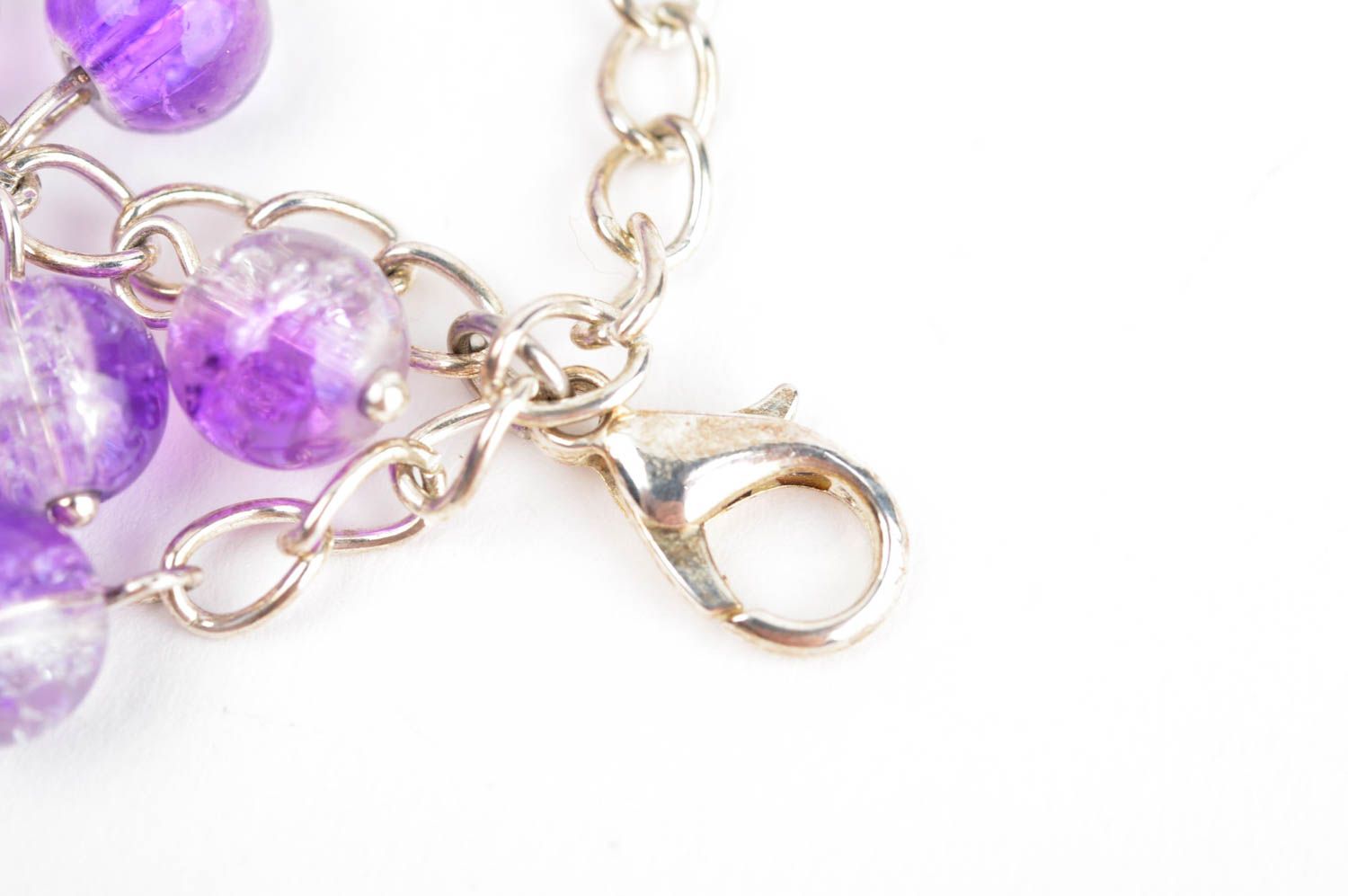 Handmade lilac beaded bracelet unusual wrist bracelet designer jewelry for girls photo 4