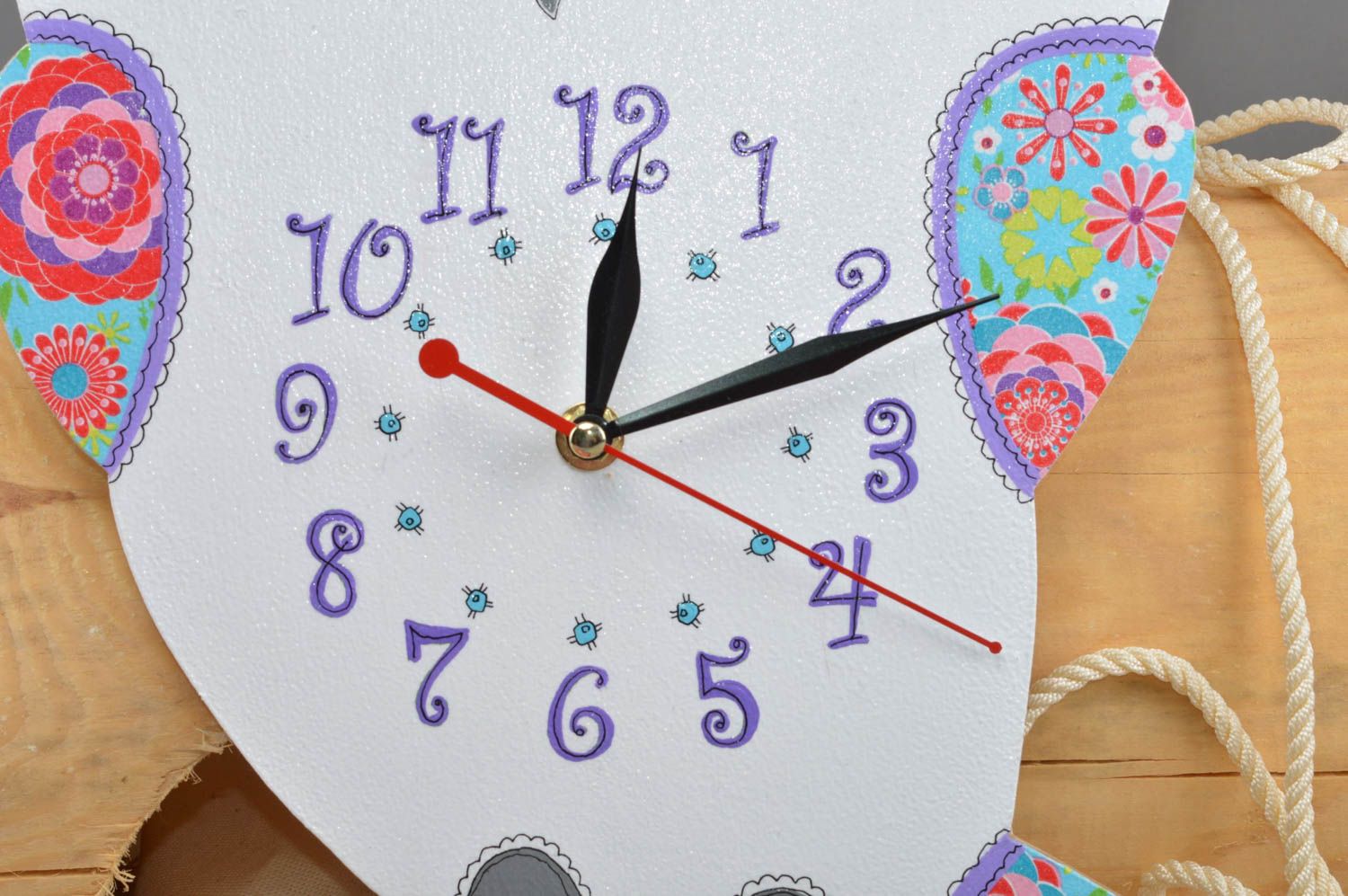 Reloj de pared hecho a mano decoración de interior regalo original Lechuza foto 2
