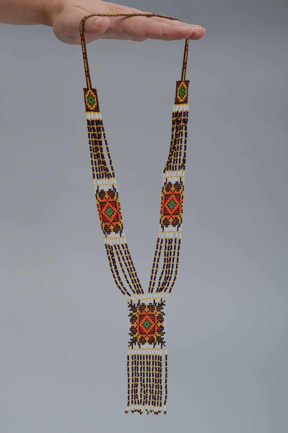 Handmade beaded jewelry seed beads necklace white necklace ethnic jewelry photo 4