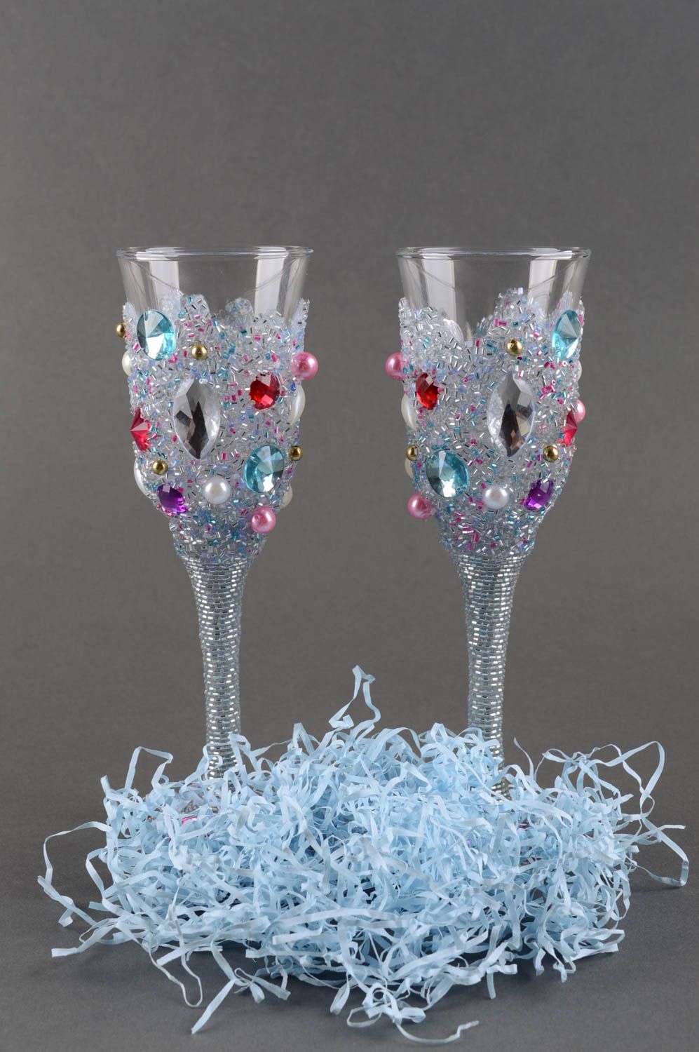 Handmade glasses champagne glasses wedding glasses set of 2 items gift ideas photo 1