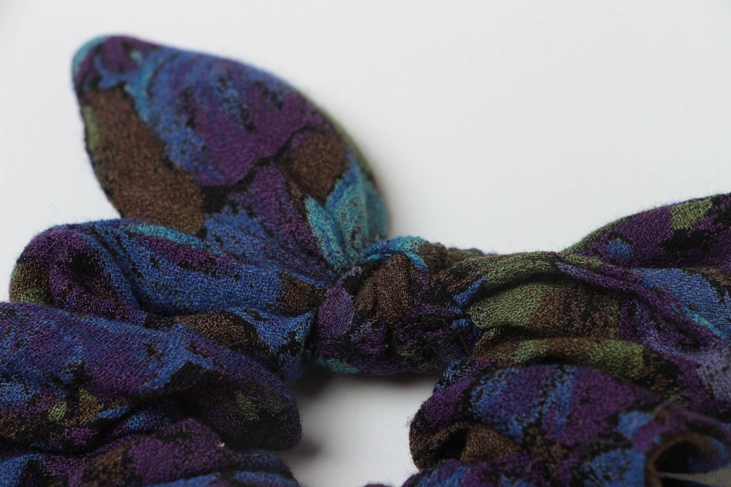 Handmade decorative hair band sewn of fabric with interesting dark pattern  photo 4
